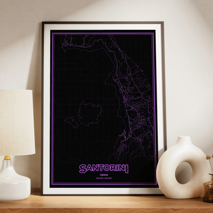Santorini Phosphor Map Poster - EGA Violet