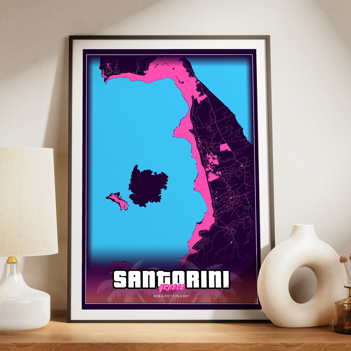 Santorini GTA Map Poster