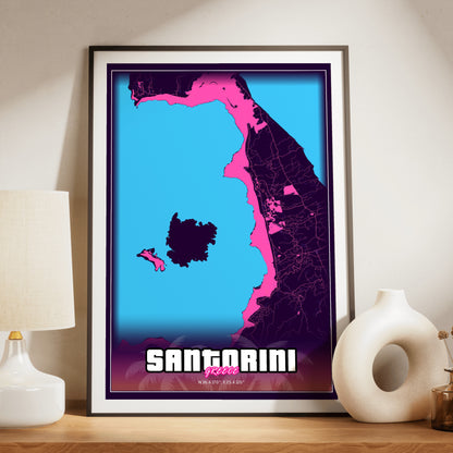 Santorini GTA Map Poster
