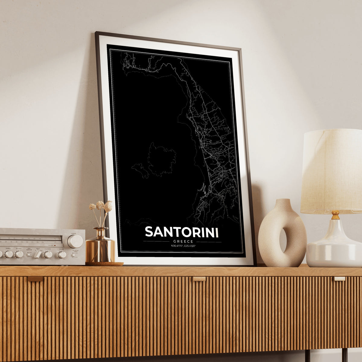 Santorini Modern Map Poster