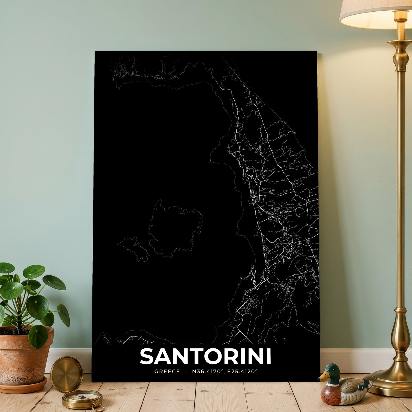 Santorini Elegant Map Poster