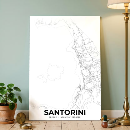 Santorini Elegant Map Poster
