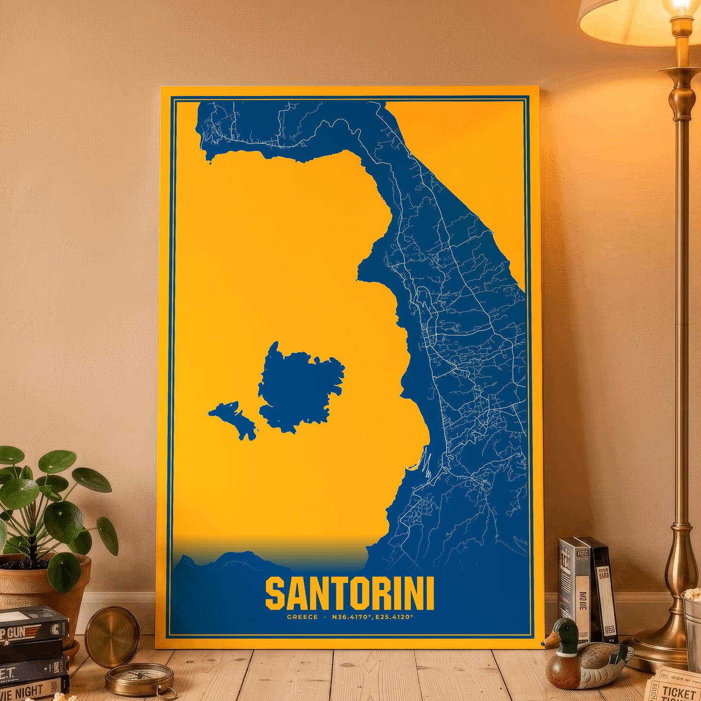 Santorini Blockbuster Map Poster