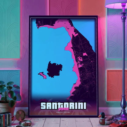 Santorini GTA Map Poster