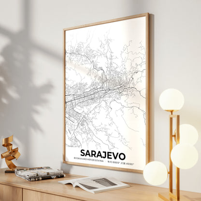 Sarajevo Elegant Map Poster