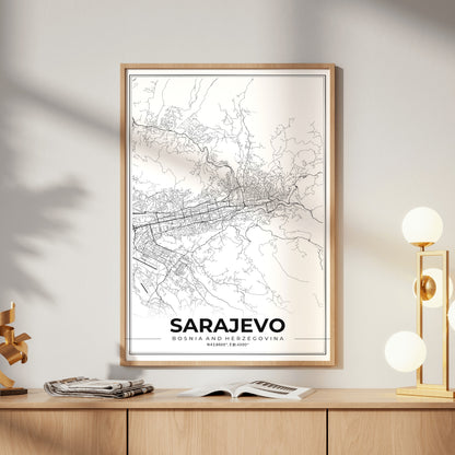 Sarajevo Modern Map Poster