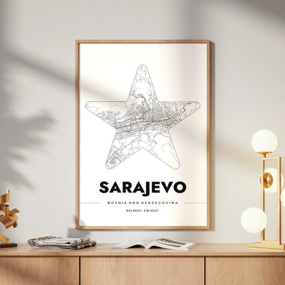 Sarajevo Star Map Poster