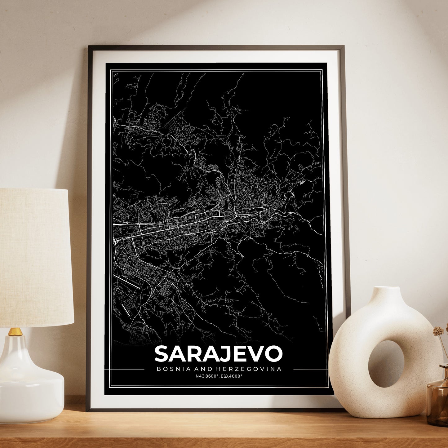 Sarajevo Modern Map Poster