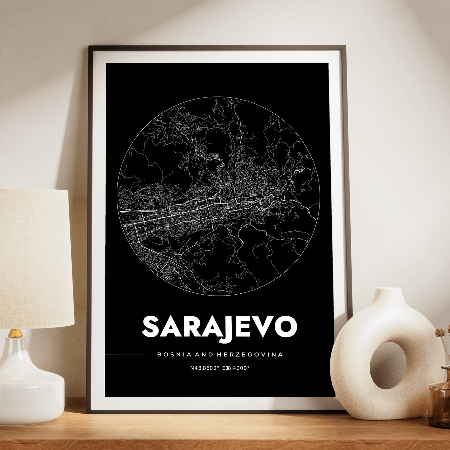Sarajevo Spot Map Poster
