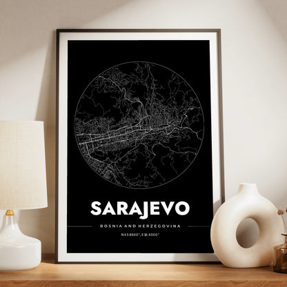 Sarajevo Spot Map Poster