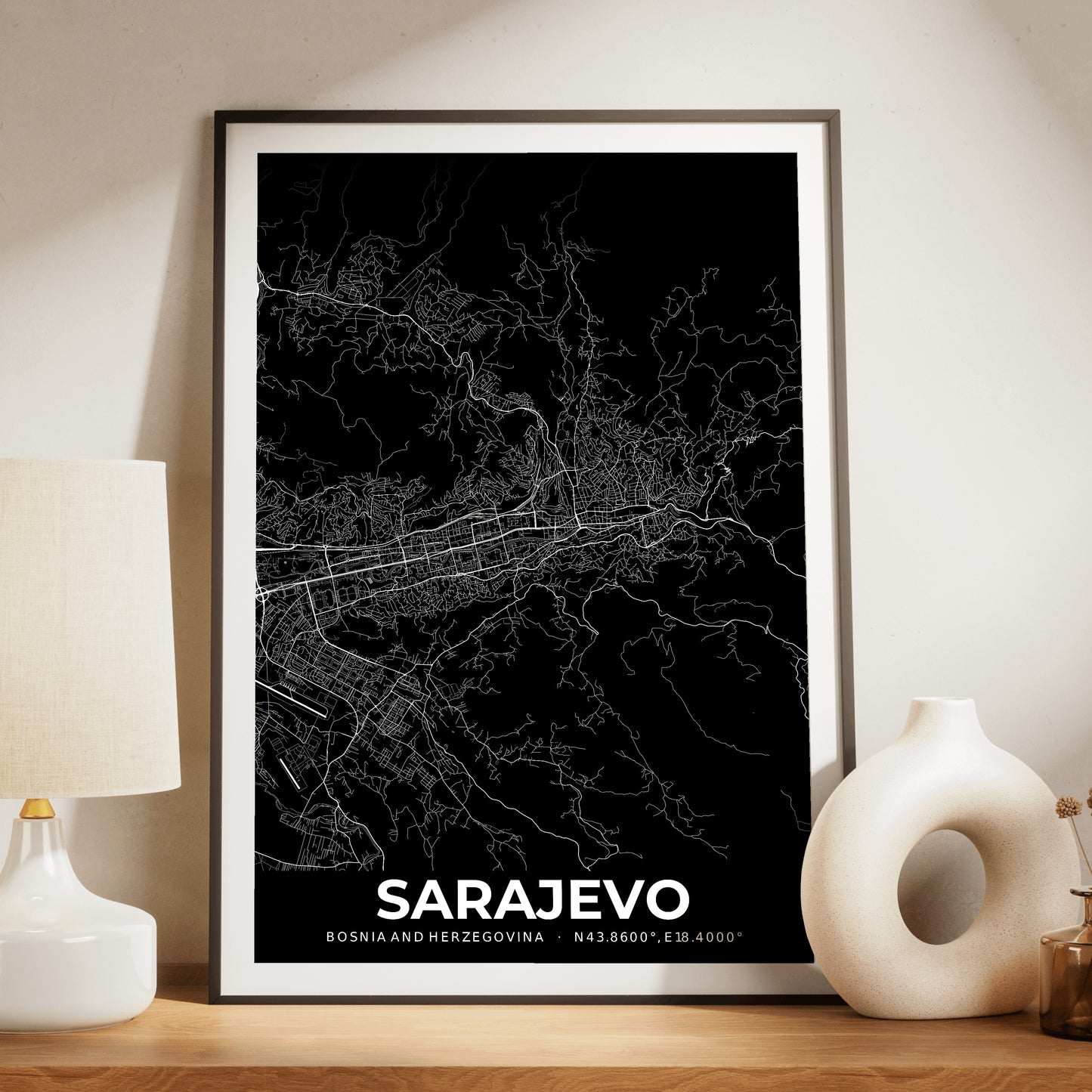 Sarajevo Elegant Map Poster