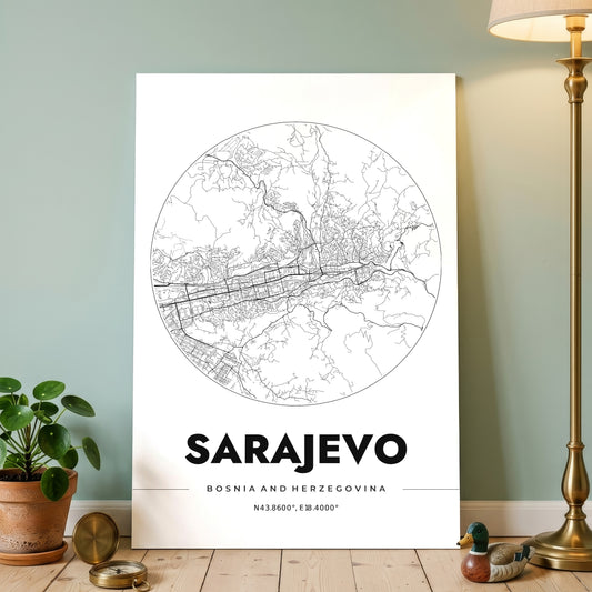 Sarajevo Spot Map Poster
