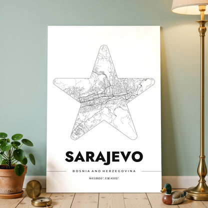 Sarajevo Star Map Poster