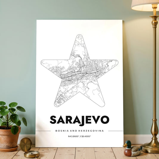 Sarajevo Star Map Poster
