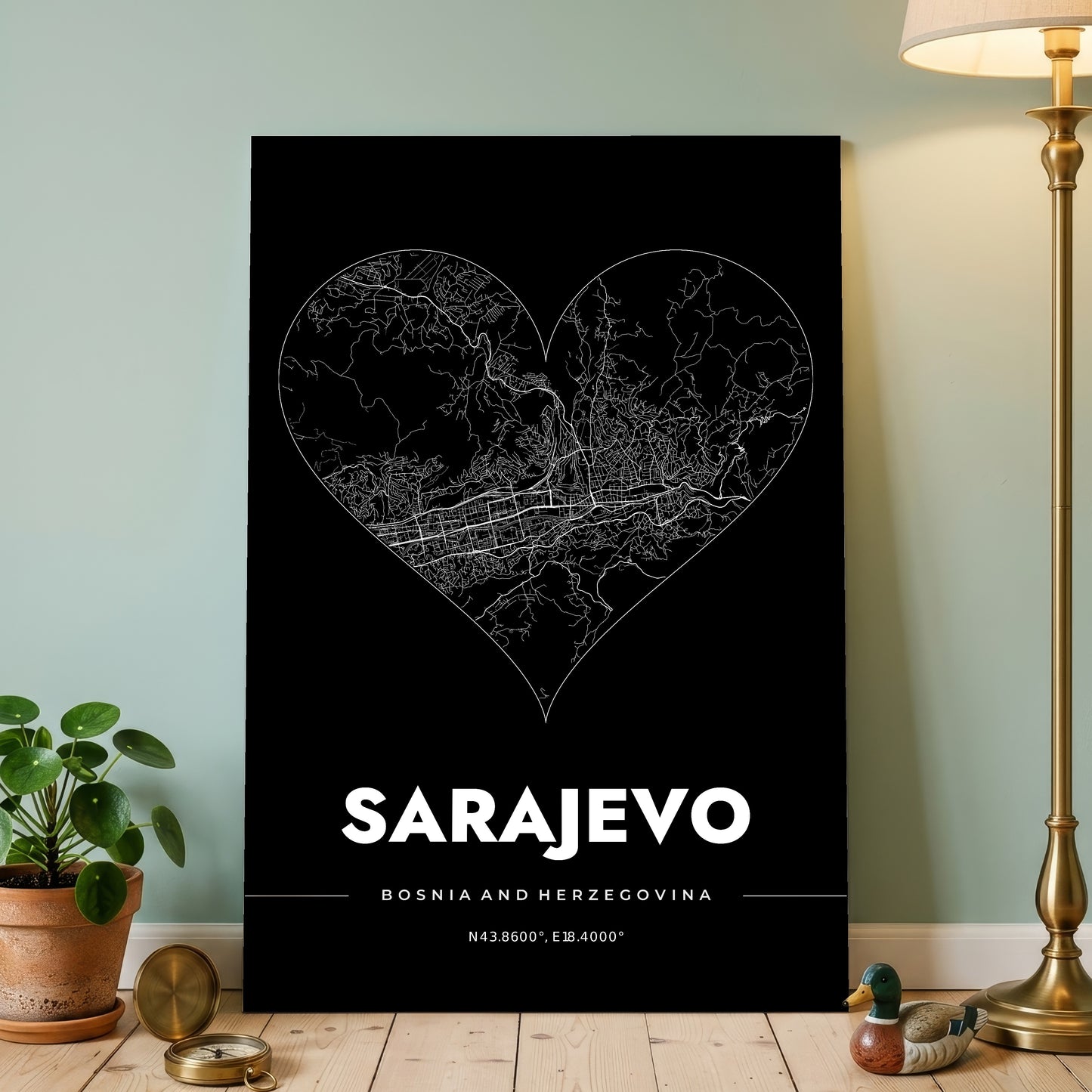 Sarajevo Heart Map Poster