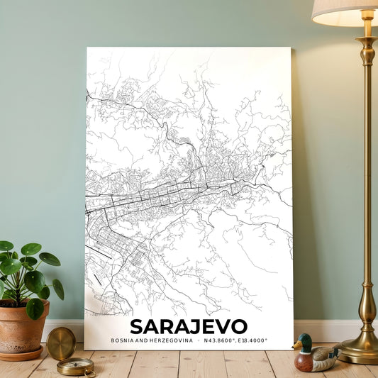 Sarajevo Elegant Map Poster
