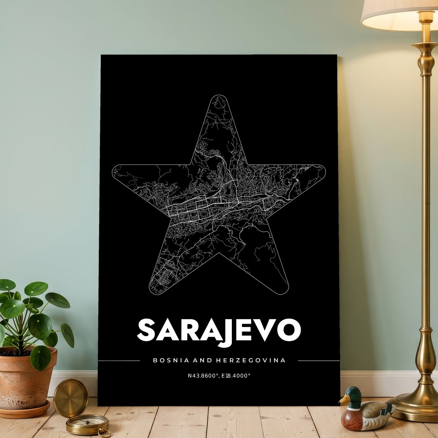Sarajevo Star Map Poster