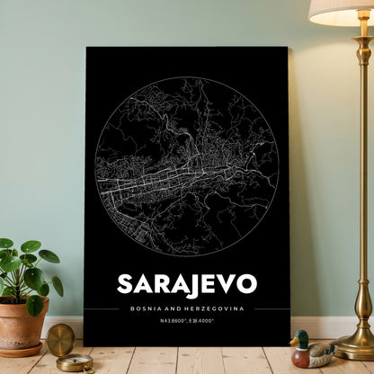 Sarajevo Spot Map Poster