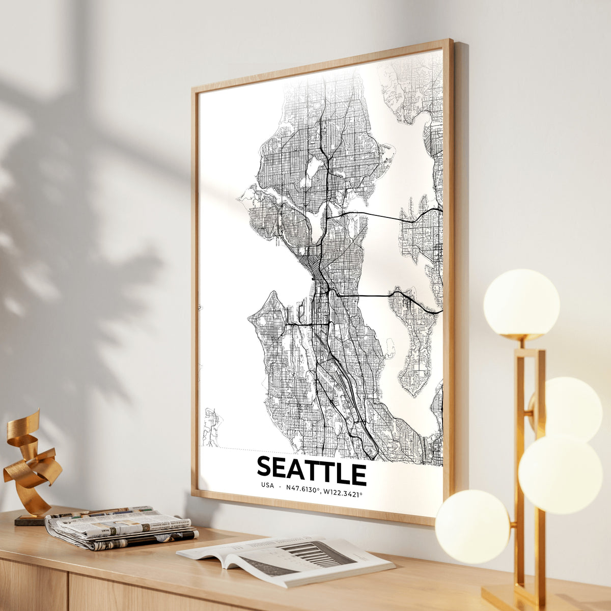 Seattle Elegant Map Poster