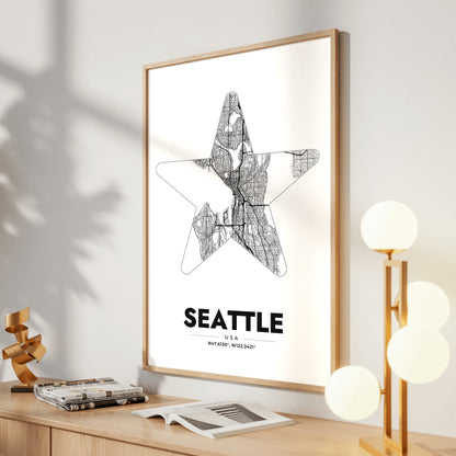 Seattle Star Map Poster