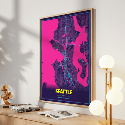 Seattle Cyberpunk Map Poster
