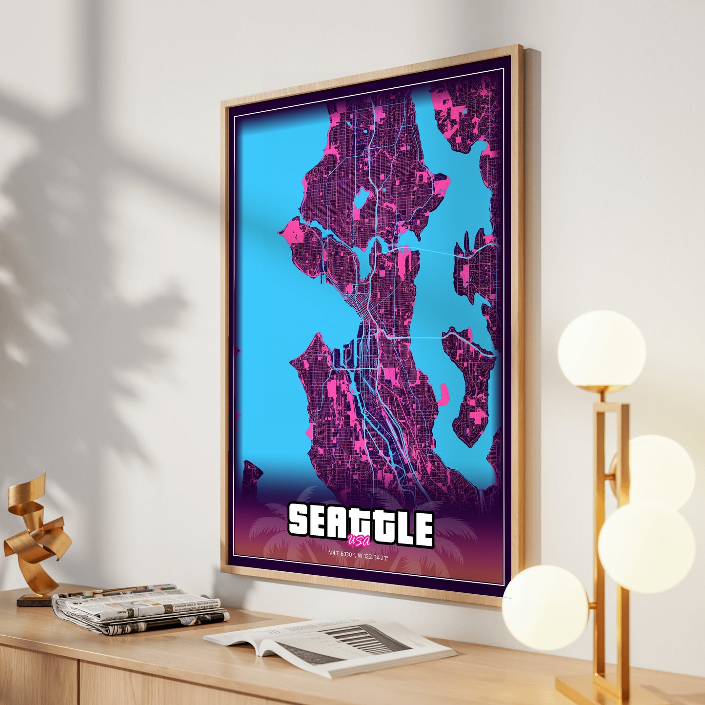 Seattle GTA Map Poster