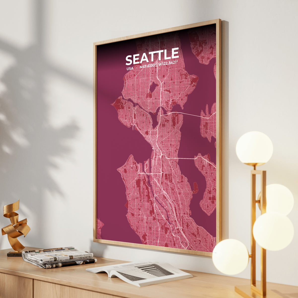 Seattle Scarlet Map Poster
