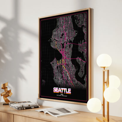 Seattle Retro Map Poster
