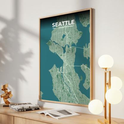 Seattle Mist Map Poster