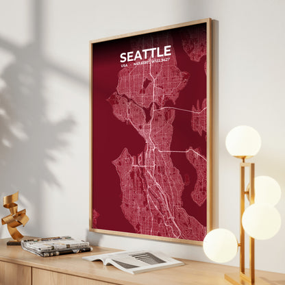 Seattle Garnet Map Poster