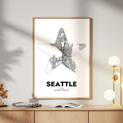 Seattle Star Map Poster