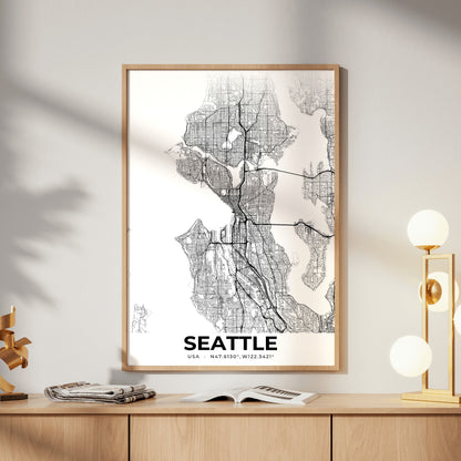 Seattle Elegant Map Poster