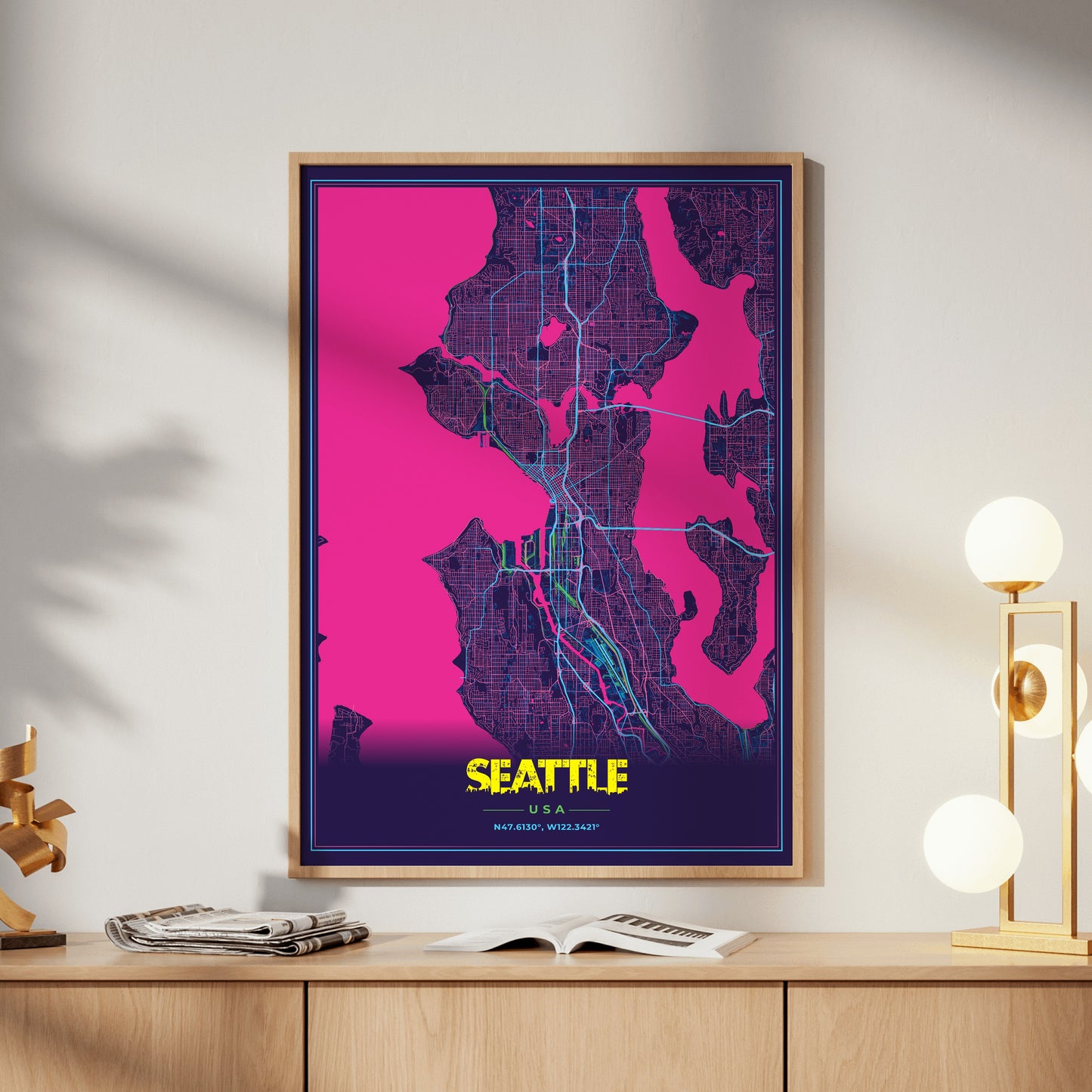 Seattle Cyberpunk Map Poster