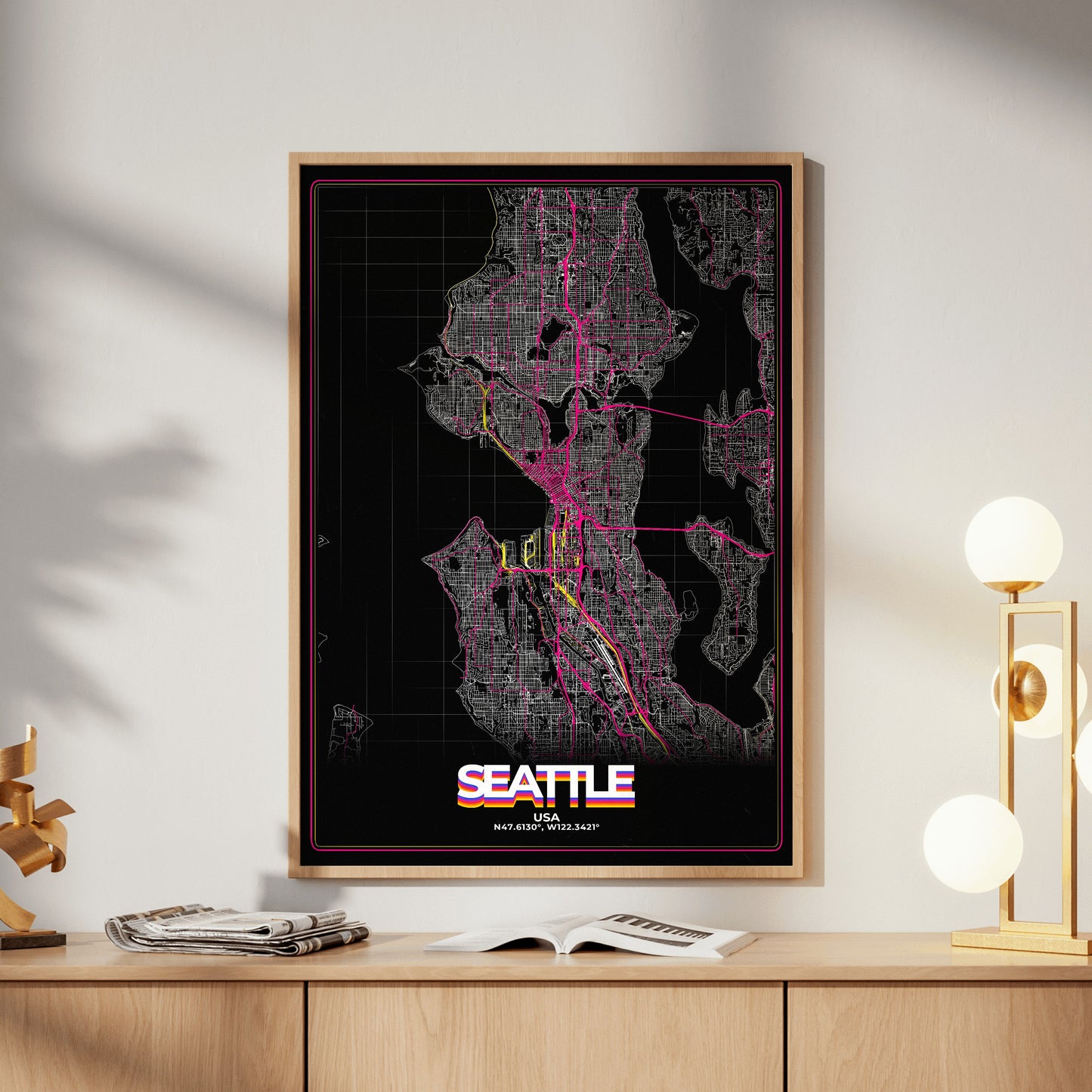 Seattle Retro Map Poster