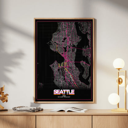 Seattle Retro Map Poster