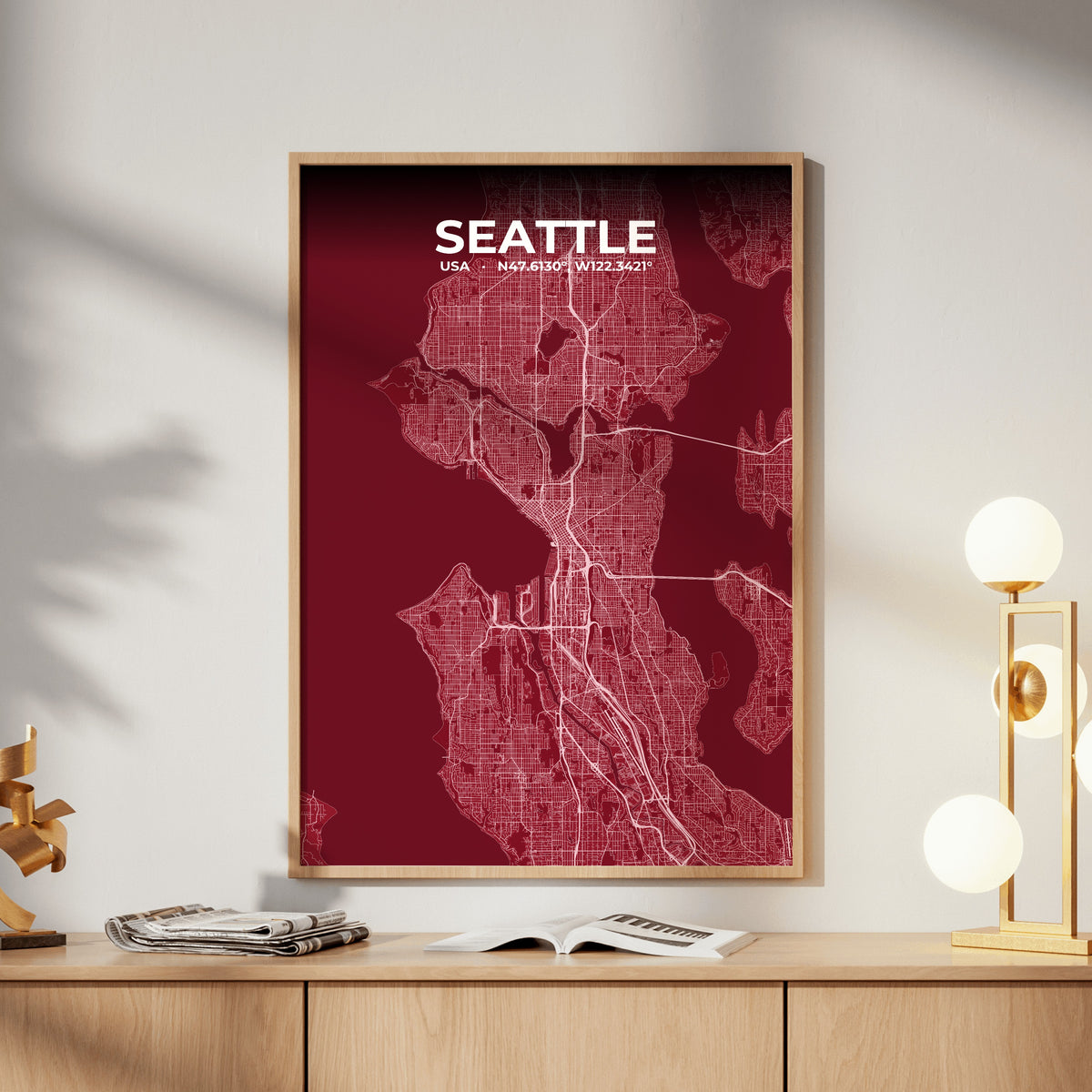 Seattle Garnet Map Poster