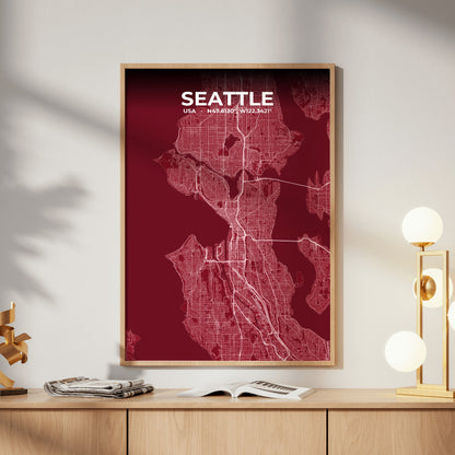 Seattle Garnet Map Poster