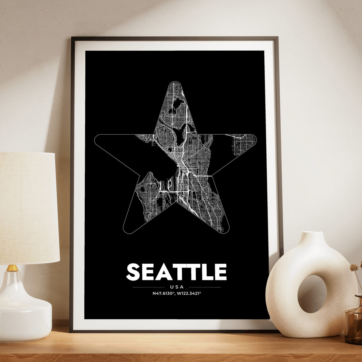 Seattle Star Map Poster
