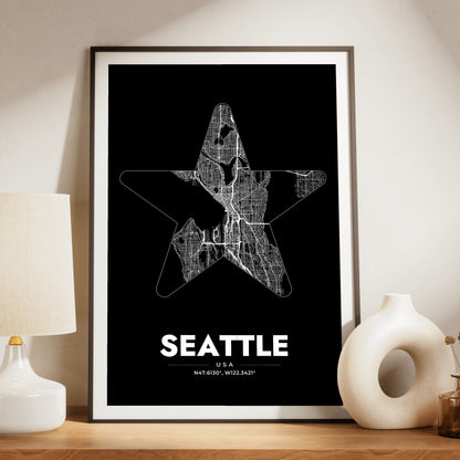 Seattle Star Map Poster