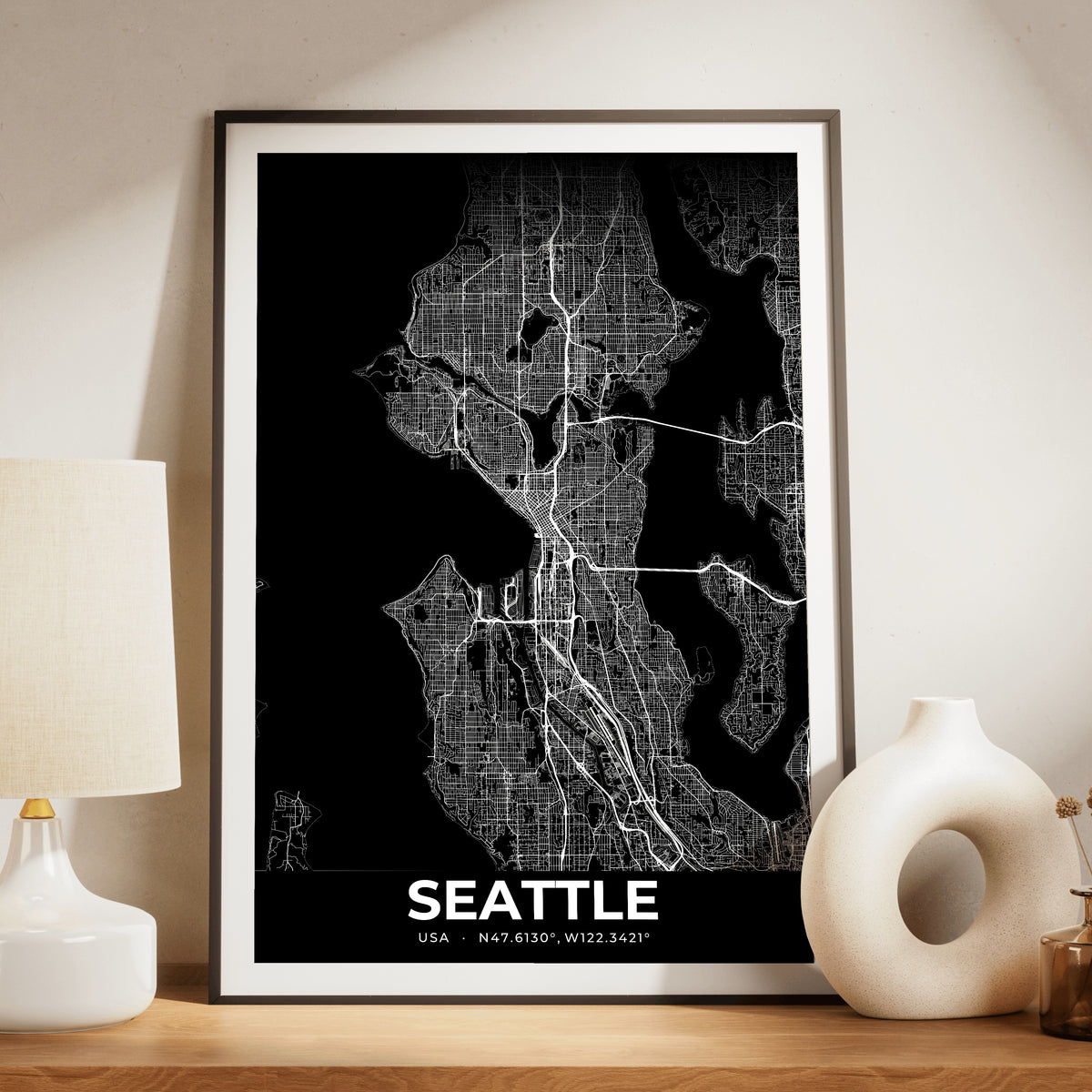 Seattle Elegant Map Poster
