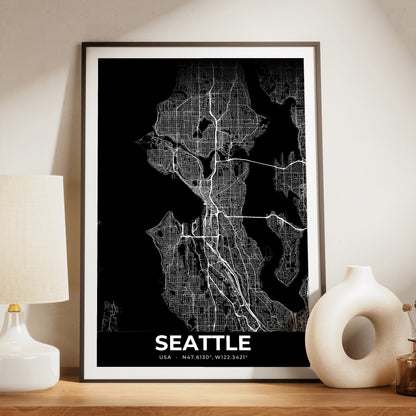 Seattle Elegant Map Poster