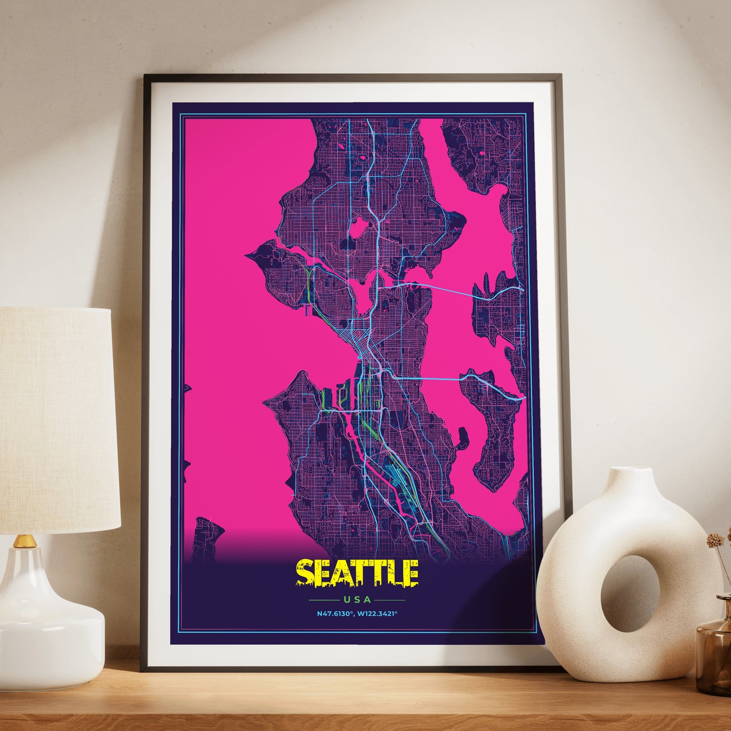 Seattle Cyberpunk Map Poster