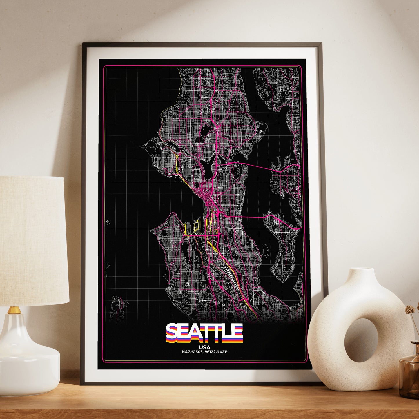 Seattle Retro Map Poster