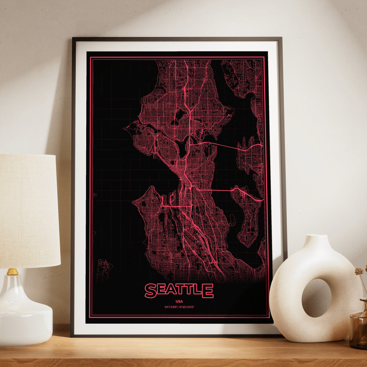 Seattle Phosphor Map Poster - System Alert