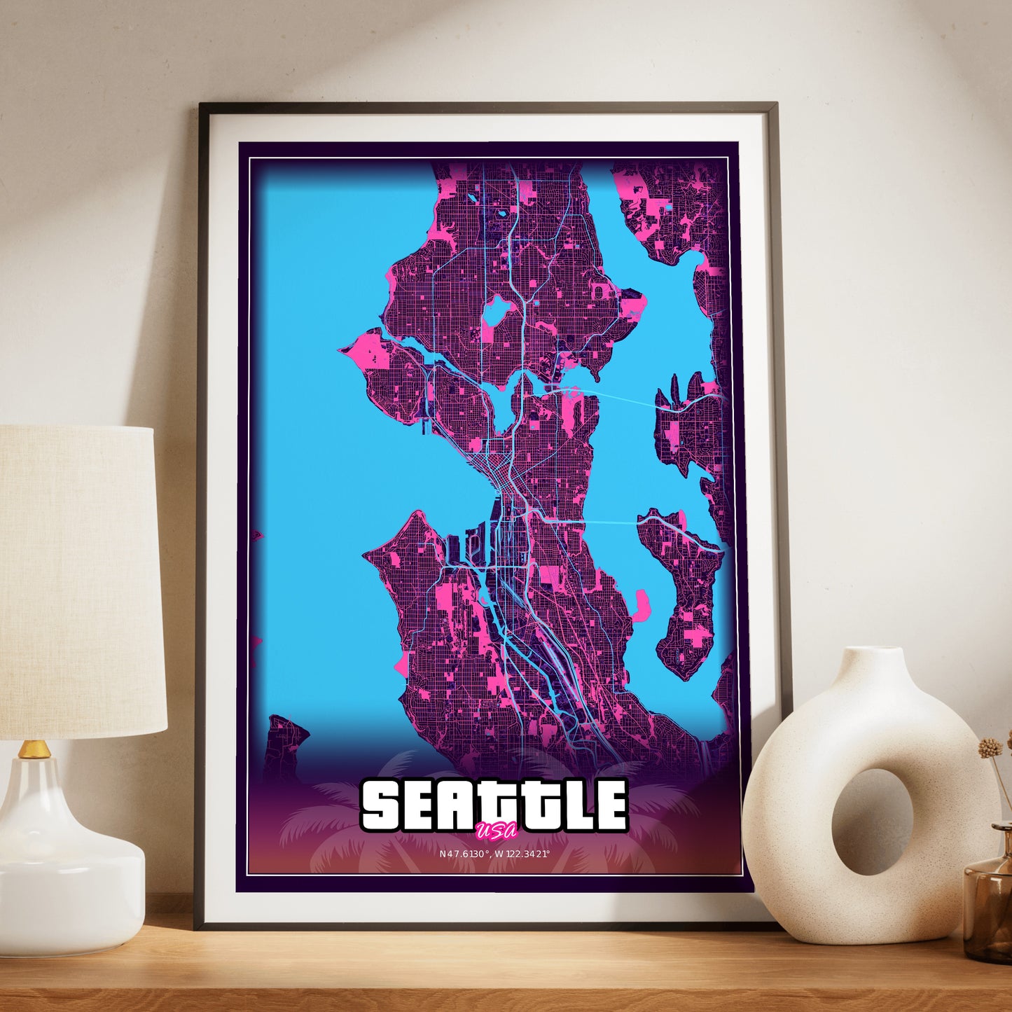 Seattle GTA Map Poster