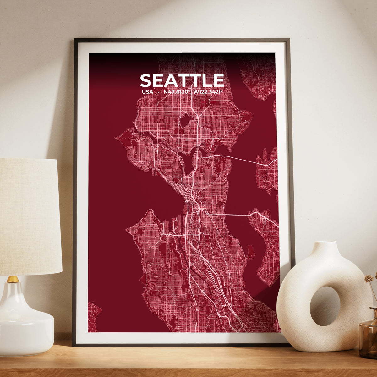 Seattle Garnet Map Poster