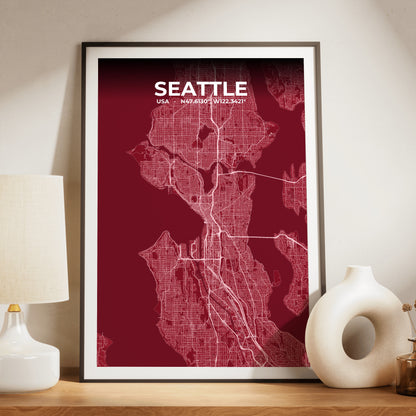 Seattle Garnet Map Poster