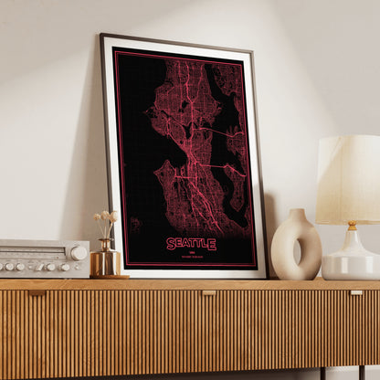 Seattle Phosphor Map Poster - System Alert