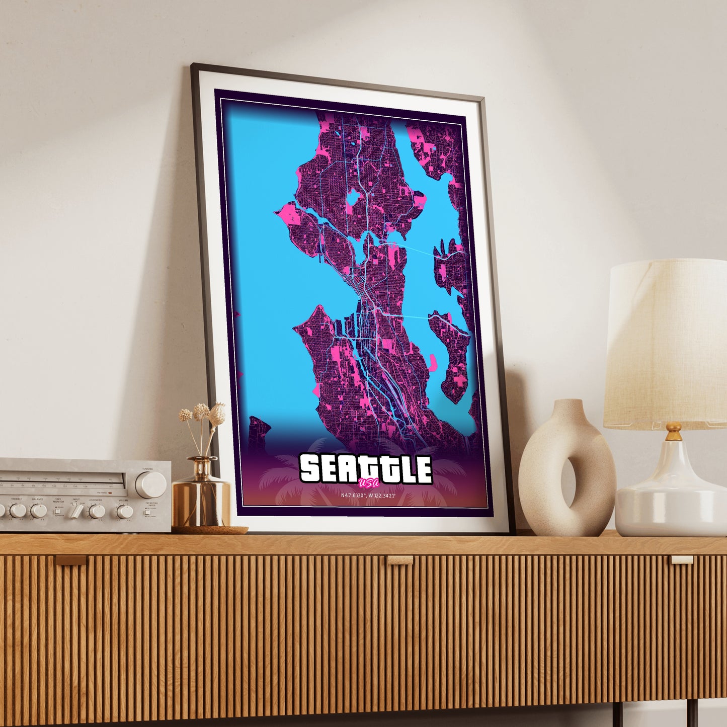 Seattle GTA Map Poster