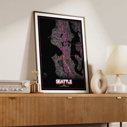 Seattle Retro Map Poster
